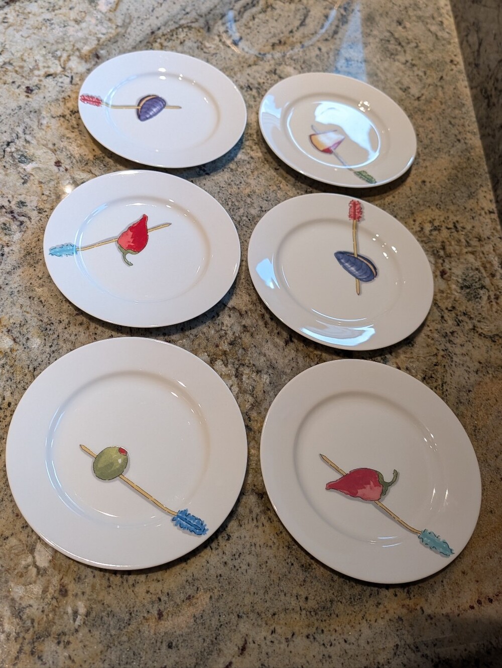 set of 6 NANCY GREEN for CRATE AND BARREL tidbits appetizer plates